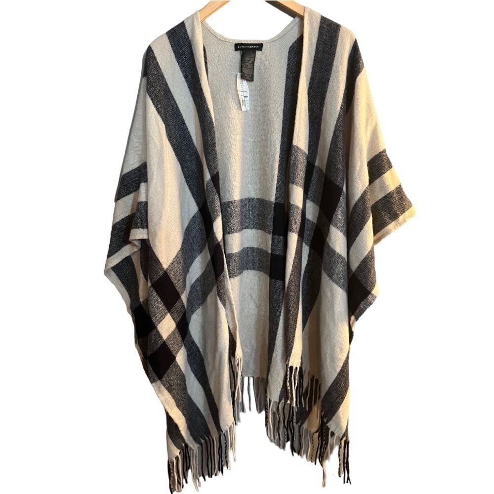 Banana Republic cashmere blend neutral fringe wrap‎ NWT OS